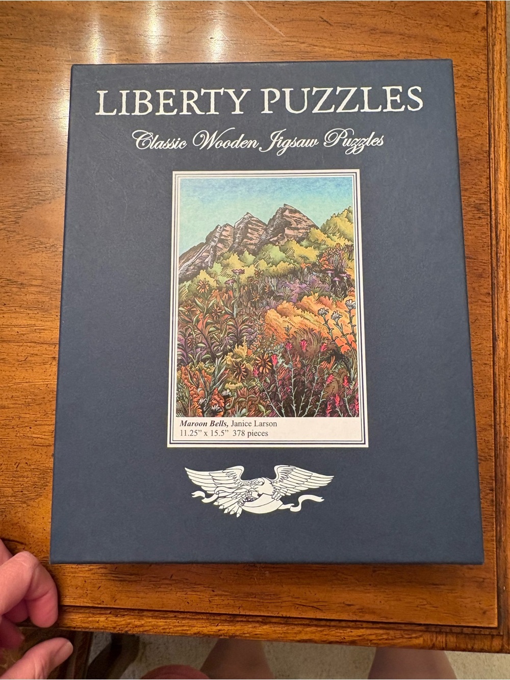 Liberty Puzzles "Maroon Bells" Classic Wooden Jigsaw Puzzle - Navy Box